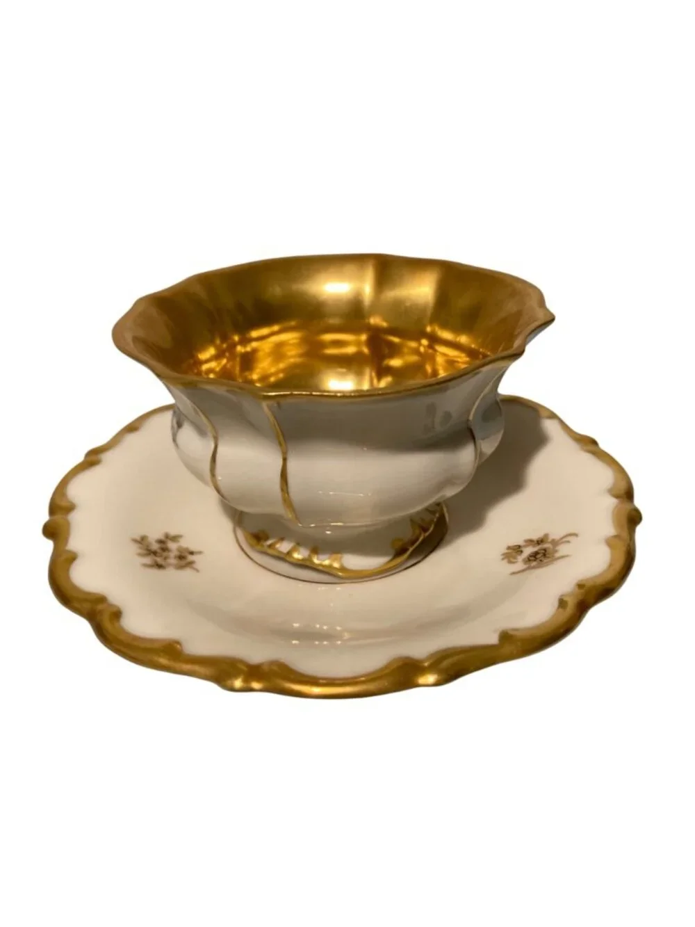 Lindner Keups Baroque Rocco Gold And White Courting Couple Demitasse Tea Cup